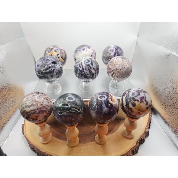 55mm To 65mm Natural Sphalerite Quartz Crystal W/wooden Stand 1 Each - Picture 1 of 12